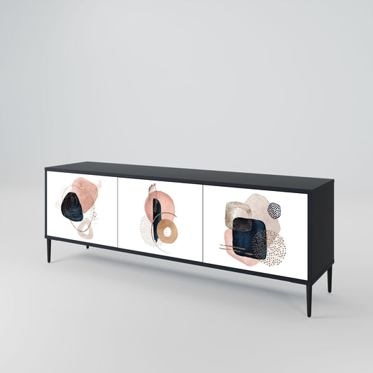 COLORFUL SHAPES 3-Door TV Stand in Black Finish