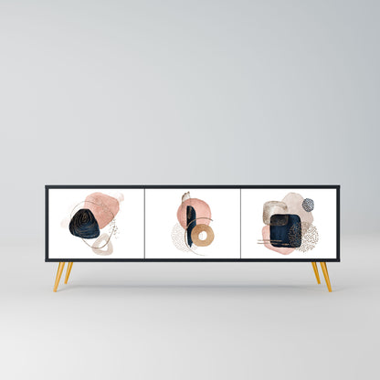 COLORFUL SHAPES 3-Door TV Stand in Black Finish