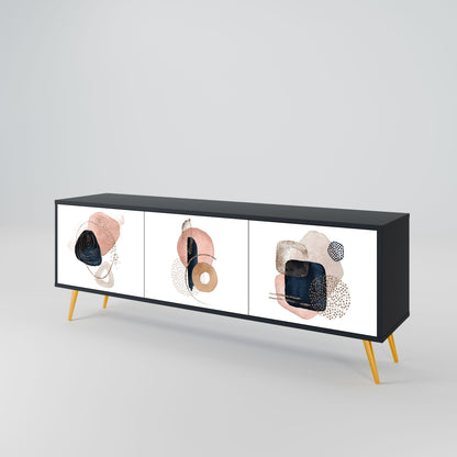 COLORFUL SHAPES 3-Door TV Stand in Black Finish