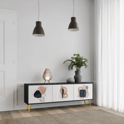 COLORFUL SHAPES 3-Door TV Stand in Black Finish