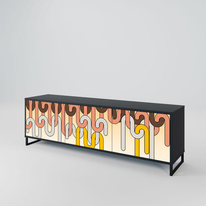 Mobile TV a 3 ante COLORFUL STRINGS in finitura nera