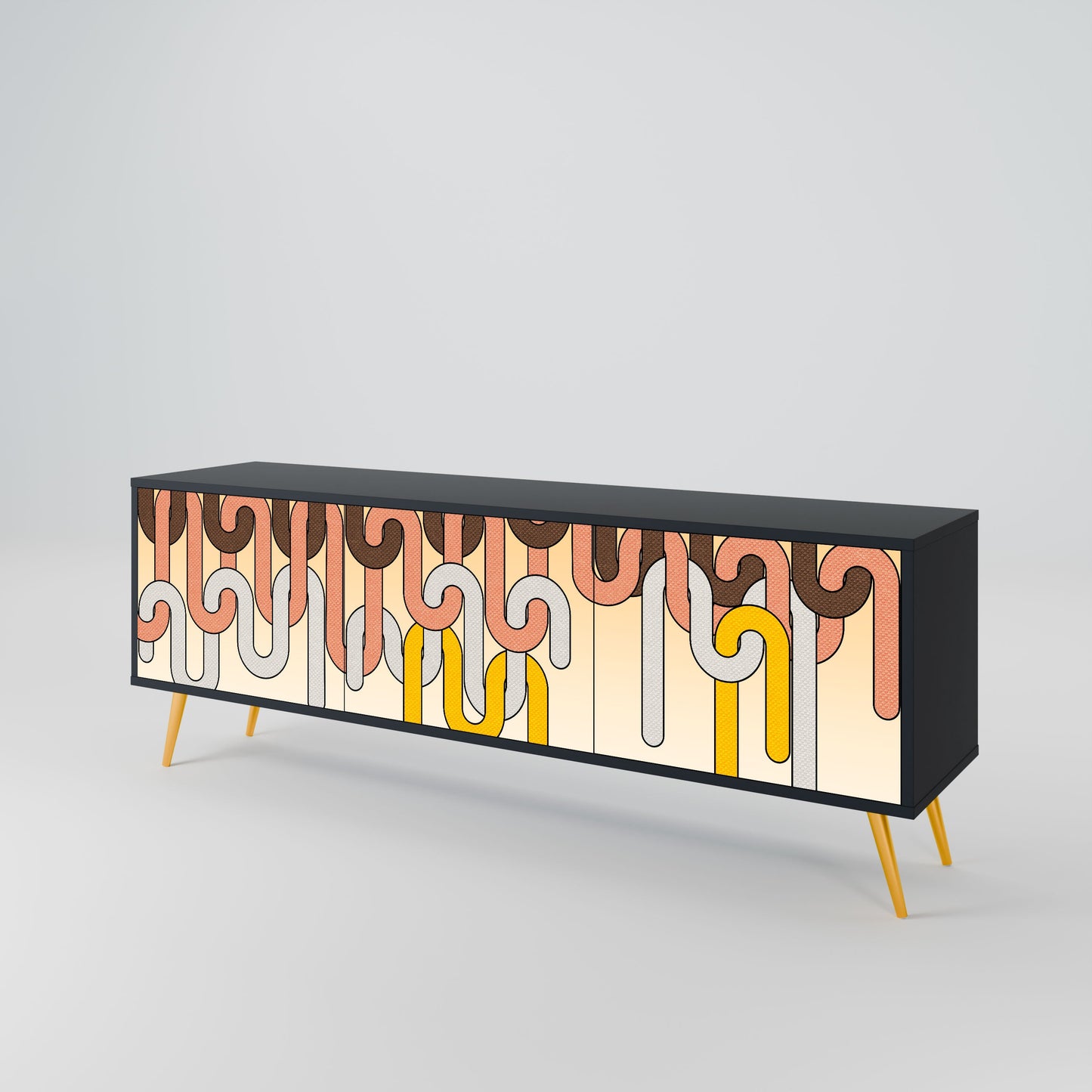 Mobile TV a 3 ante COLORFUL STRINGS in finitura nera