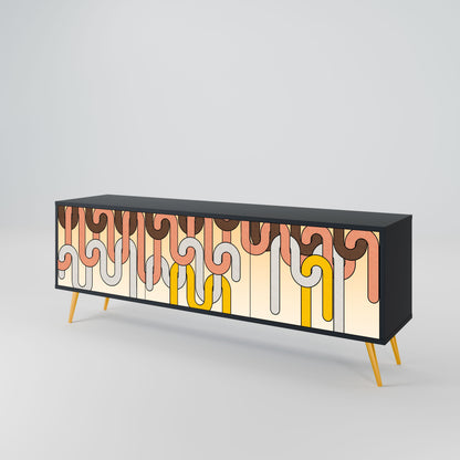 Mobile TV a 3 ante COLORFUL STRINGS in finitura nera