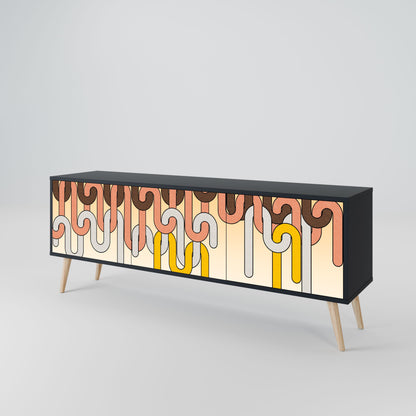Mobile TV a 3 ante COLORFUL STRINGS in finitura nera