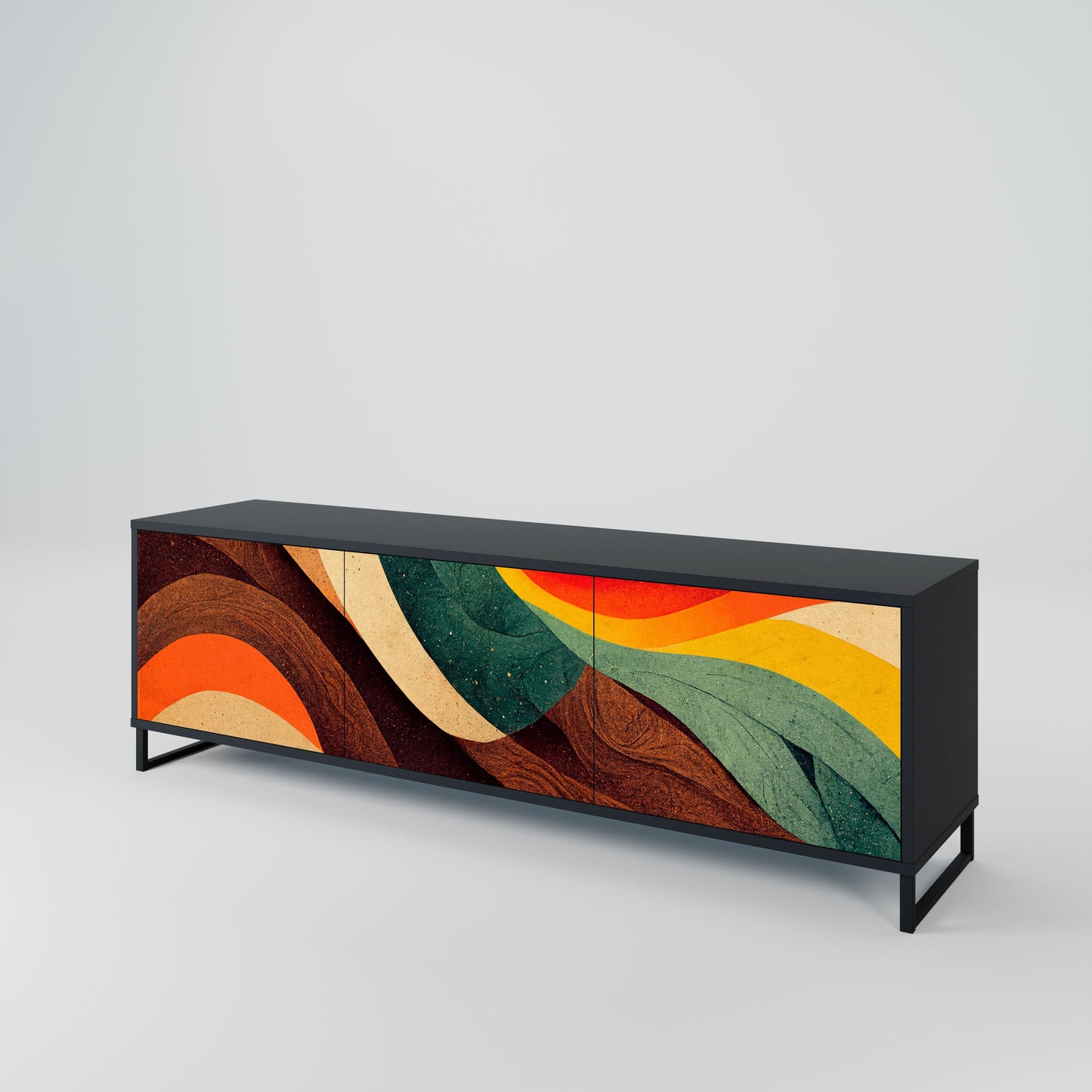 Mobile TV a 3 ante COLORFUL STRANDS in finitura nera