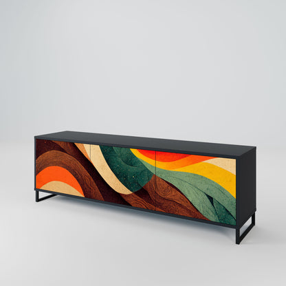 Mobile TV a 3 ante COLORFUL STRANDS in finitura nera