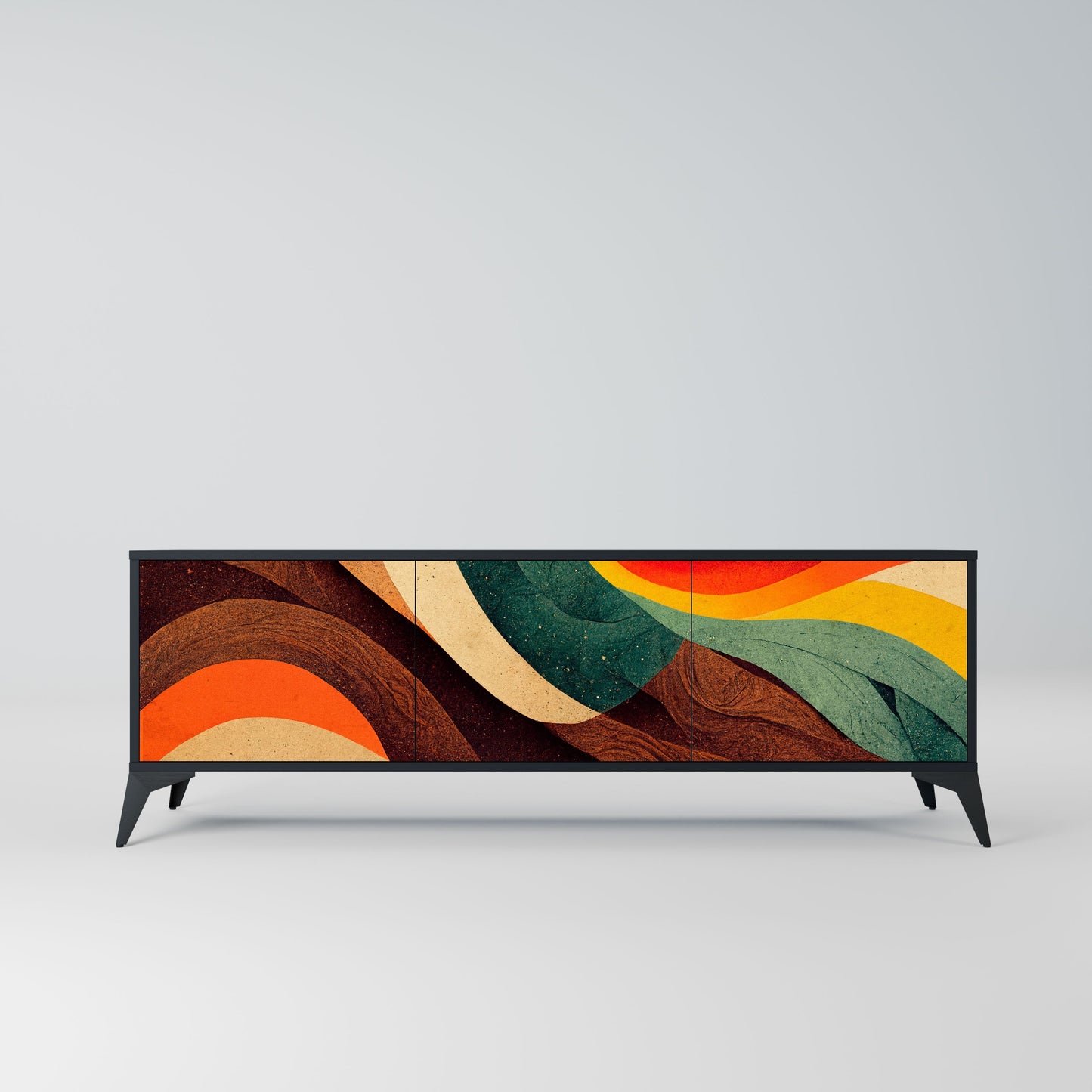 Mobile TV a 3 ante COLORFUL STRANDS in finitura nera
