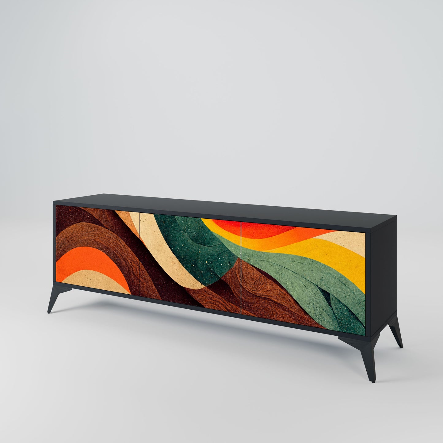 Mobile TV a 3 ante COLORFUL STRANDS in finitura nera