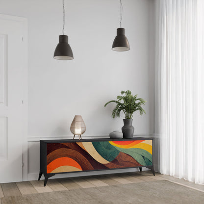 Mobile TV a 3 ante COLORFUL STRANDS in finitura nera
