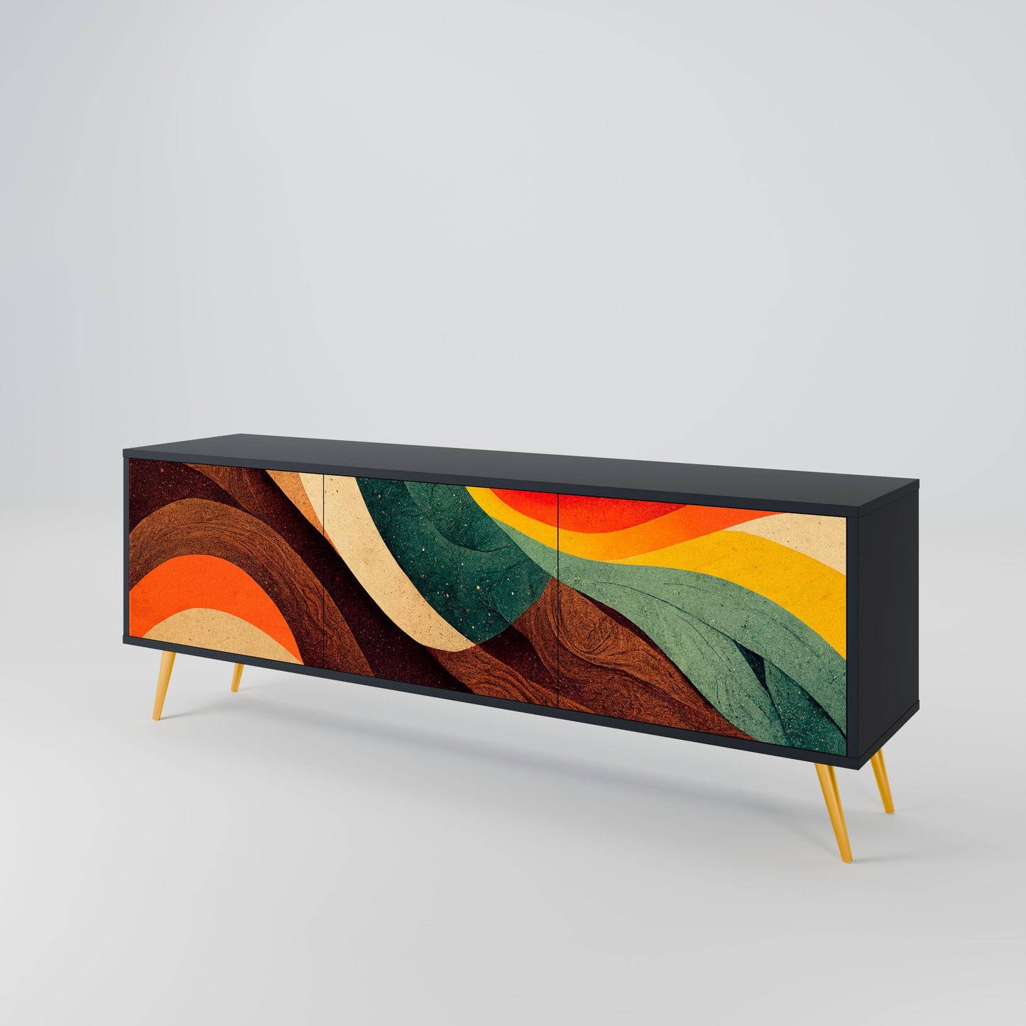 Mobile TV a 3 ante COLORFUL STRANDS in finitura nera