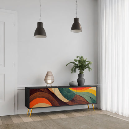 Mobile TV a 3 ante COLORFUL STRANDS in finitura nera