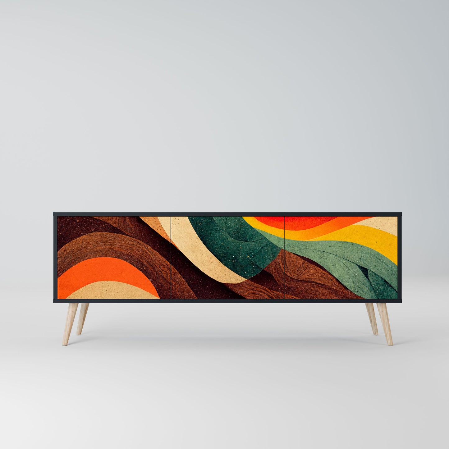 Mobile TV a 3 ante COLORFUL STRANDS in finitura nera