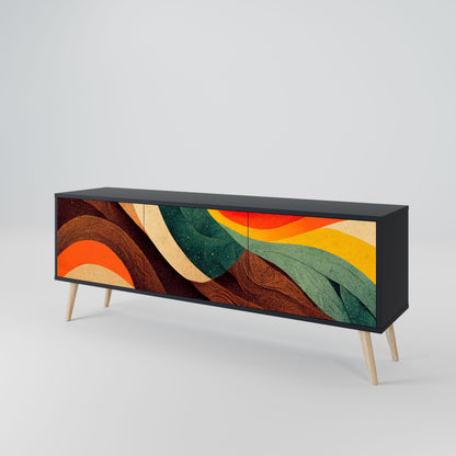 Mobile TV a 3 ante COLORFUL STRANDS in finitura nera