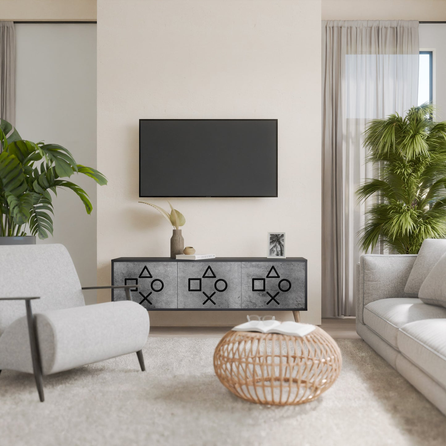 Mobile TV GAMER CHOICE a 3 ante con finitura nera