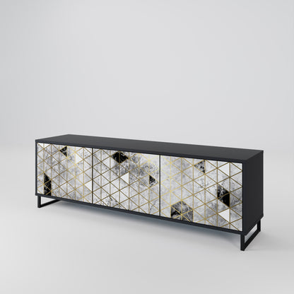 ASHEN ARIA 3-Door TV Stand in Black Finish