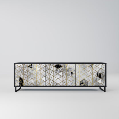 ASHEN ARIA 3-Door TV Stand in Black Finish