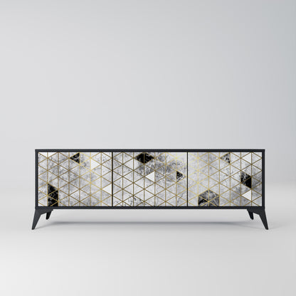 ASHEN ARIA 3-Door TV Stand in Black Finish