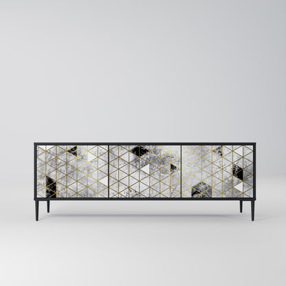 ASHEN ARIA 3-Door TV Stand in Black Finish