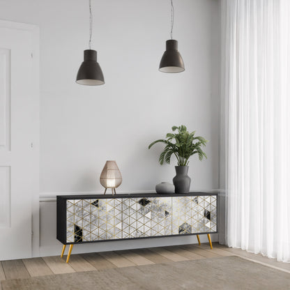 ASHEN ARIA 3-Door TV Stand in Black Finish