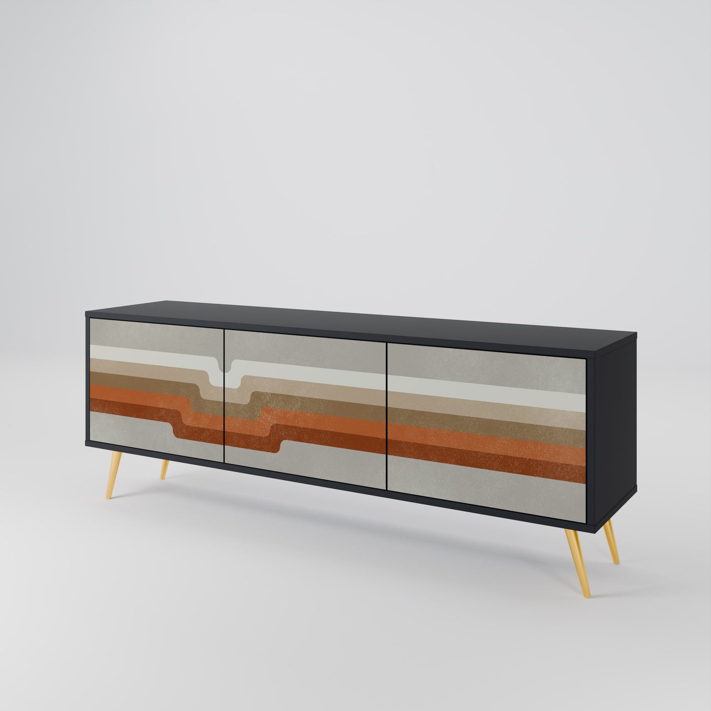Mobile TV PECULIAR TRAIL a 3 ante con finitura nera