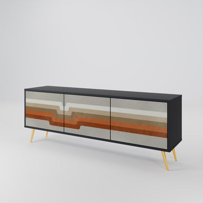 Mobile TV PECULIAR TRAIL a 3 ante con finitura nera