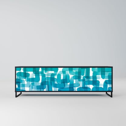 TURQUOISE RECTANGLES 3-Door TV Stand in Black Finish