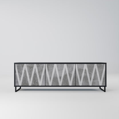 Mobile TV SOLID ZIG ZAG a 3 ante con finitura nera