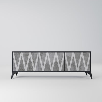 Mobile TV SOLID ZIG ZAG a 3 ante con finitura nera