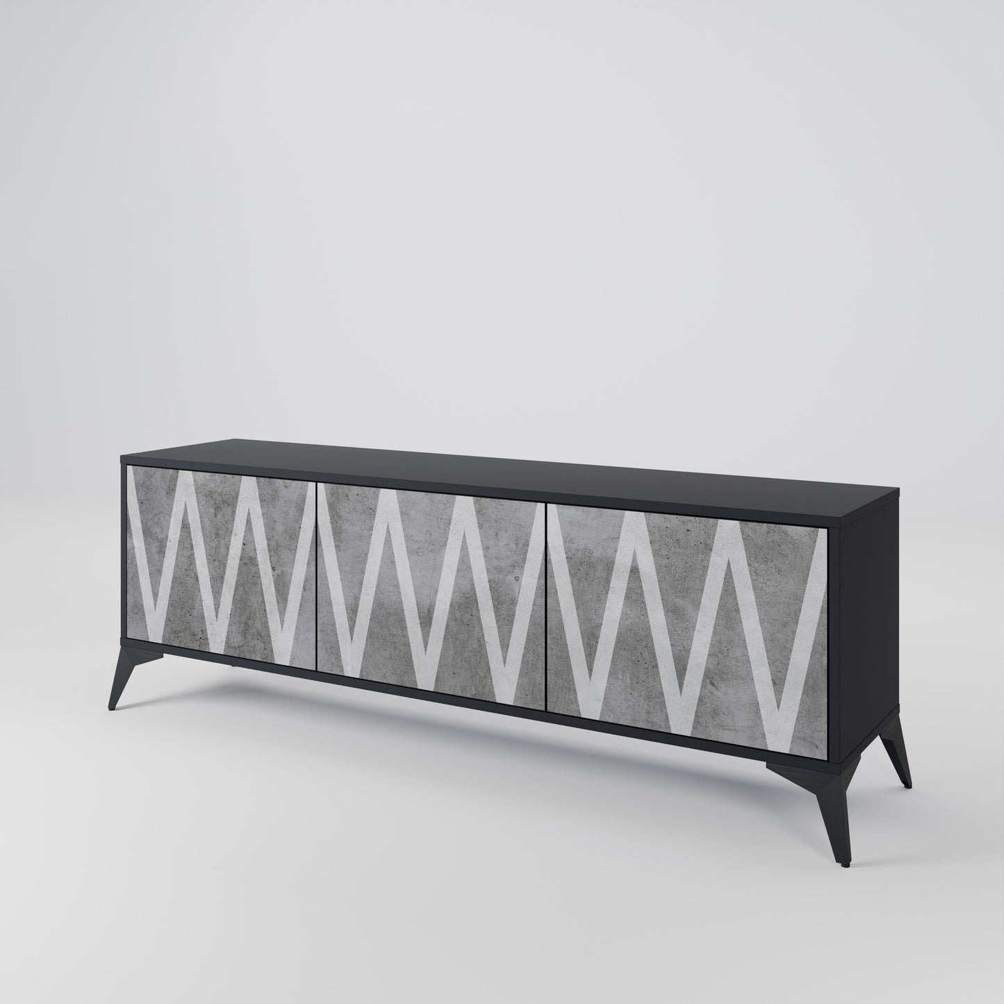 Mobile TV SOLID ZIG ZAG a 3 ante con finitura nera