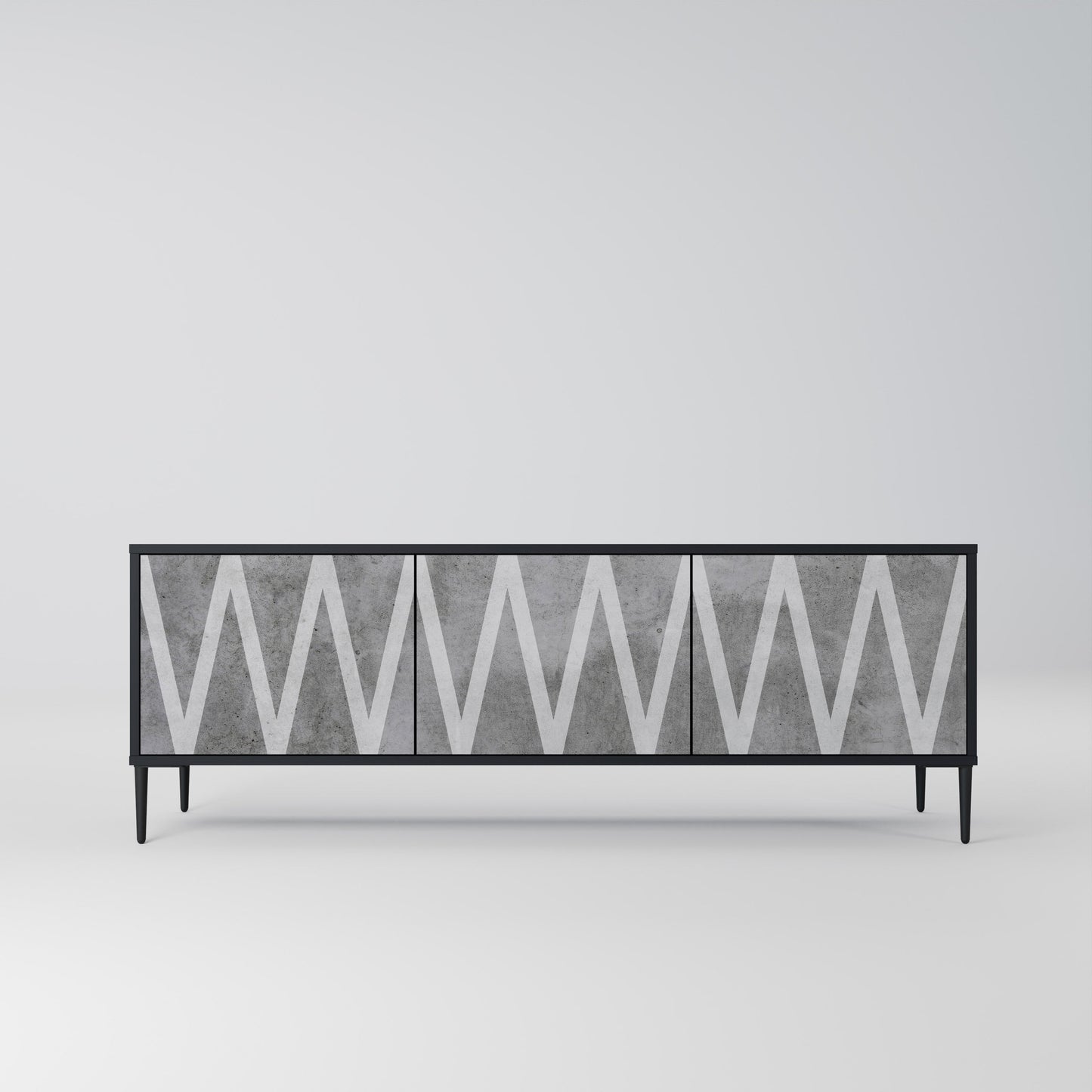 Mobile TV SOLID ZIG ZAG a 3 ante con finitura nera
