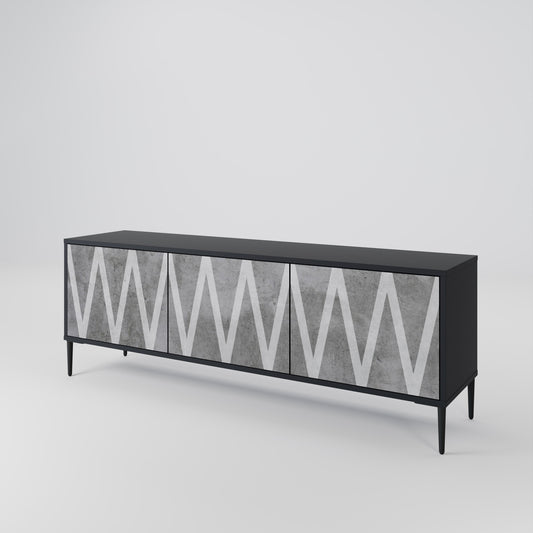 Mobile TV SOLID ZIG ZAG a 3 ante con finitura nera
