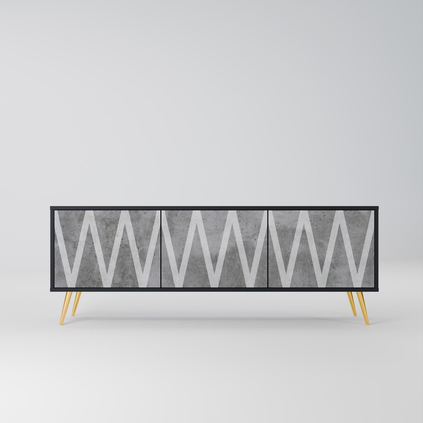 Mobile TV SOLID ZIG ZAG a 3 ante con finitura nera