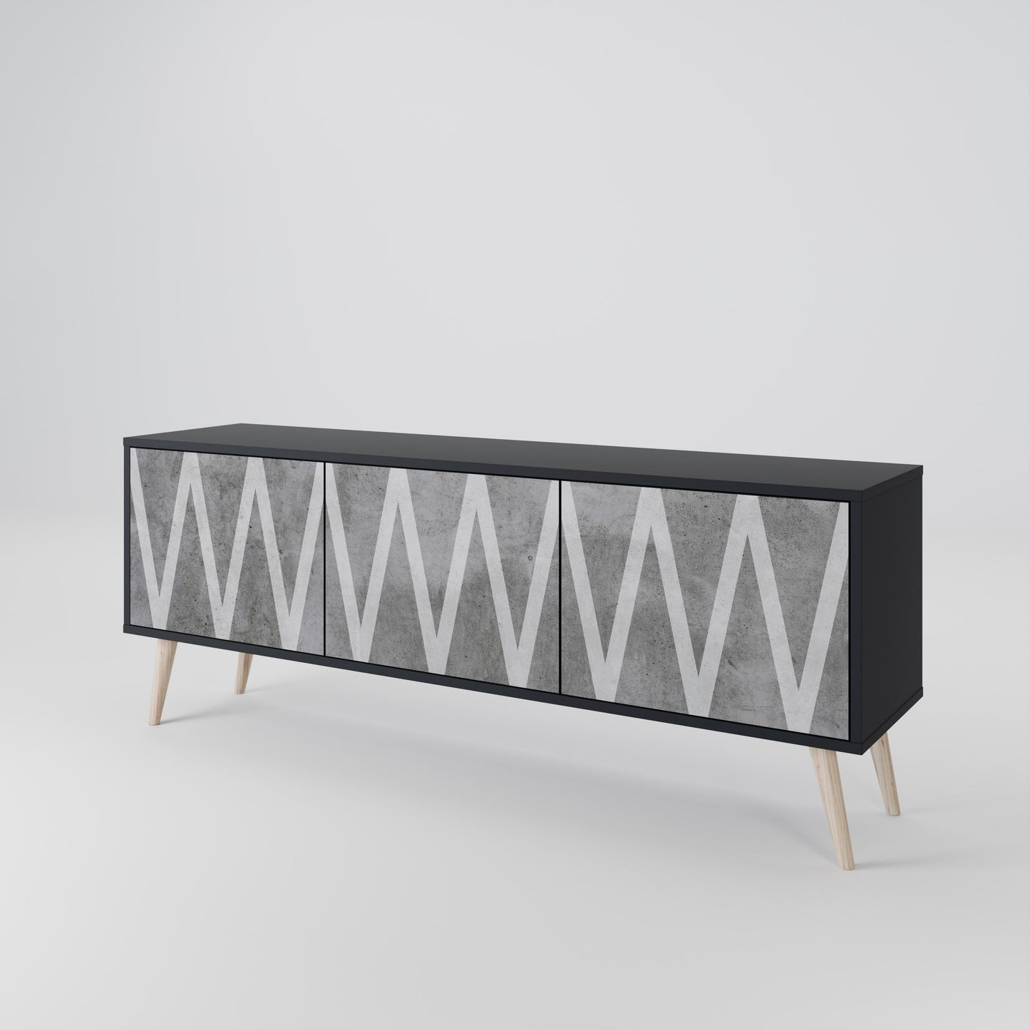 Mobile TV SOLID ZIG ZAG a 3 ante con finitura nera