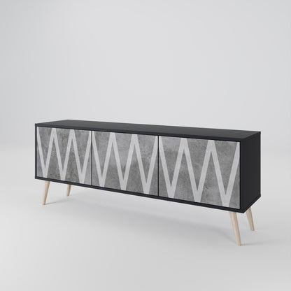 Mobile TV SOLID ZIG ZAG a 3 ante con finitura nera