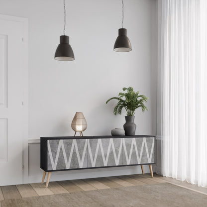 Mobile TV SOLID ZIG ZAG a 3 ante con finitura nera