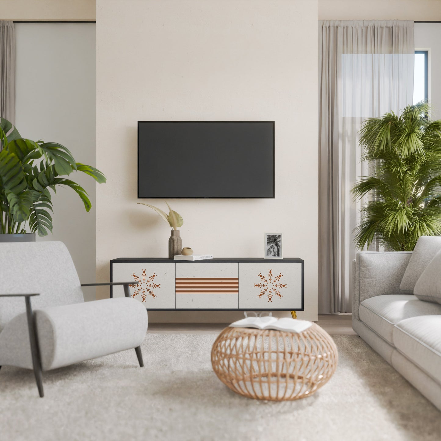 Mobile TV DAILY HARMONY a 3 ante con finitura nera