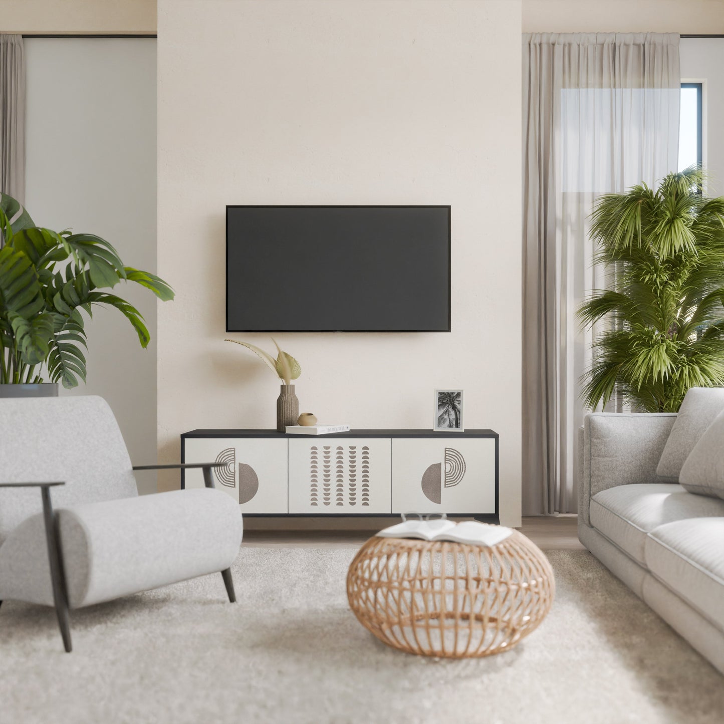 Mobile TV HARMONY ESSENCE a 3 ante in finitura nera