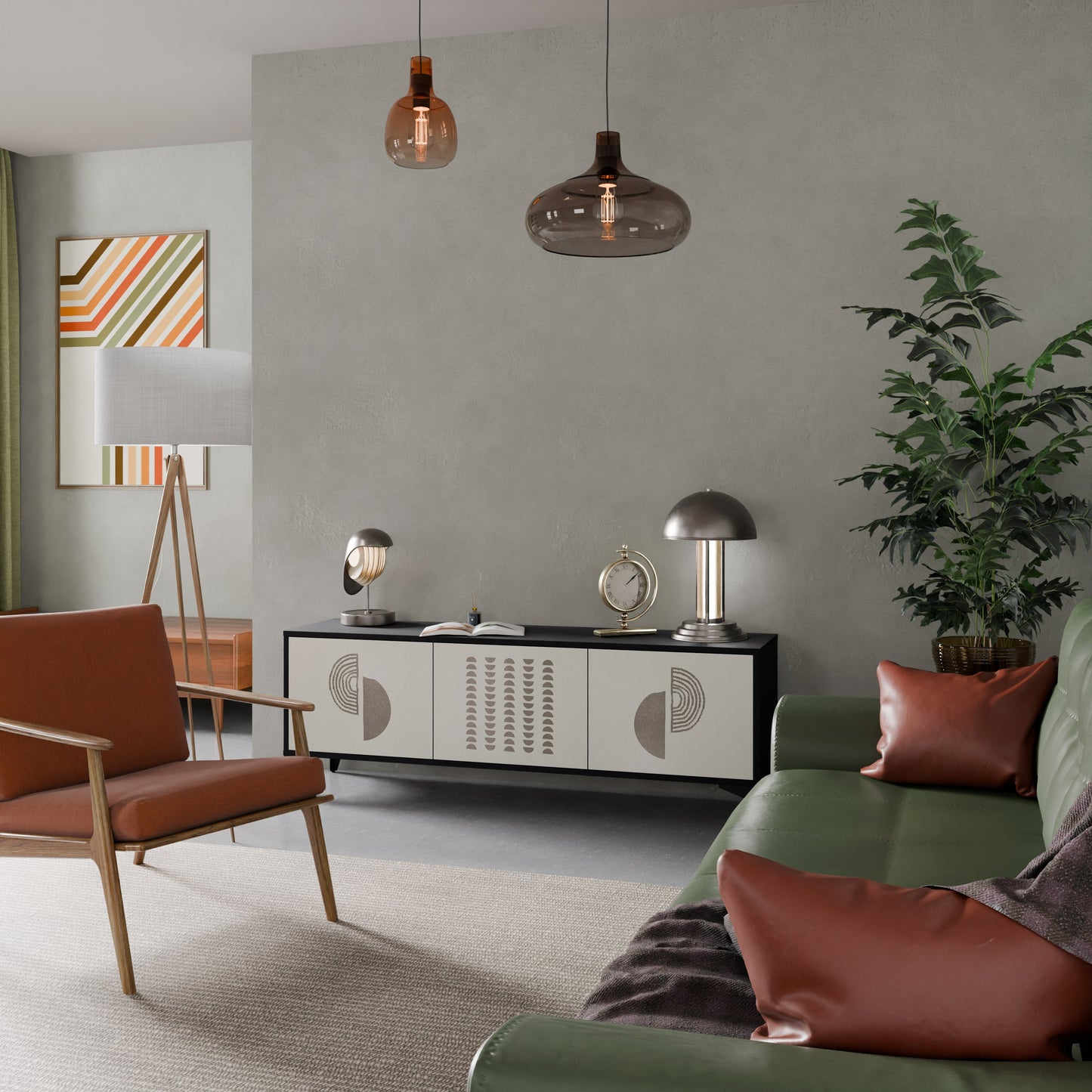Mobile TV HARMONY ESSENCE a 3 ante in finitura nera