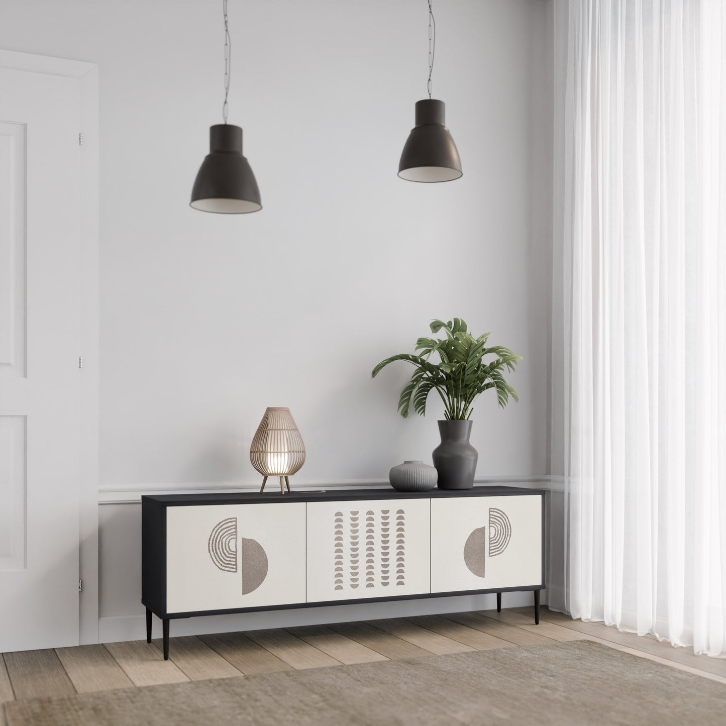 Mobile TV HARMONY ESSENCE a 3 ante in finitura nera