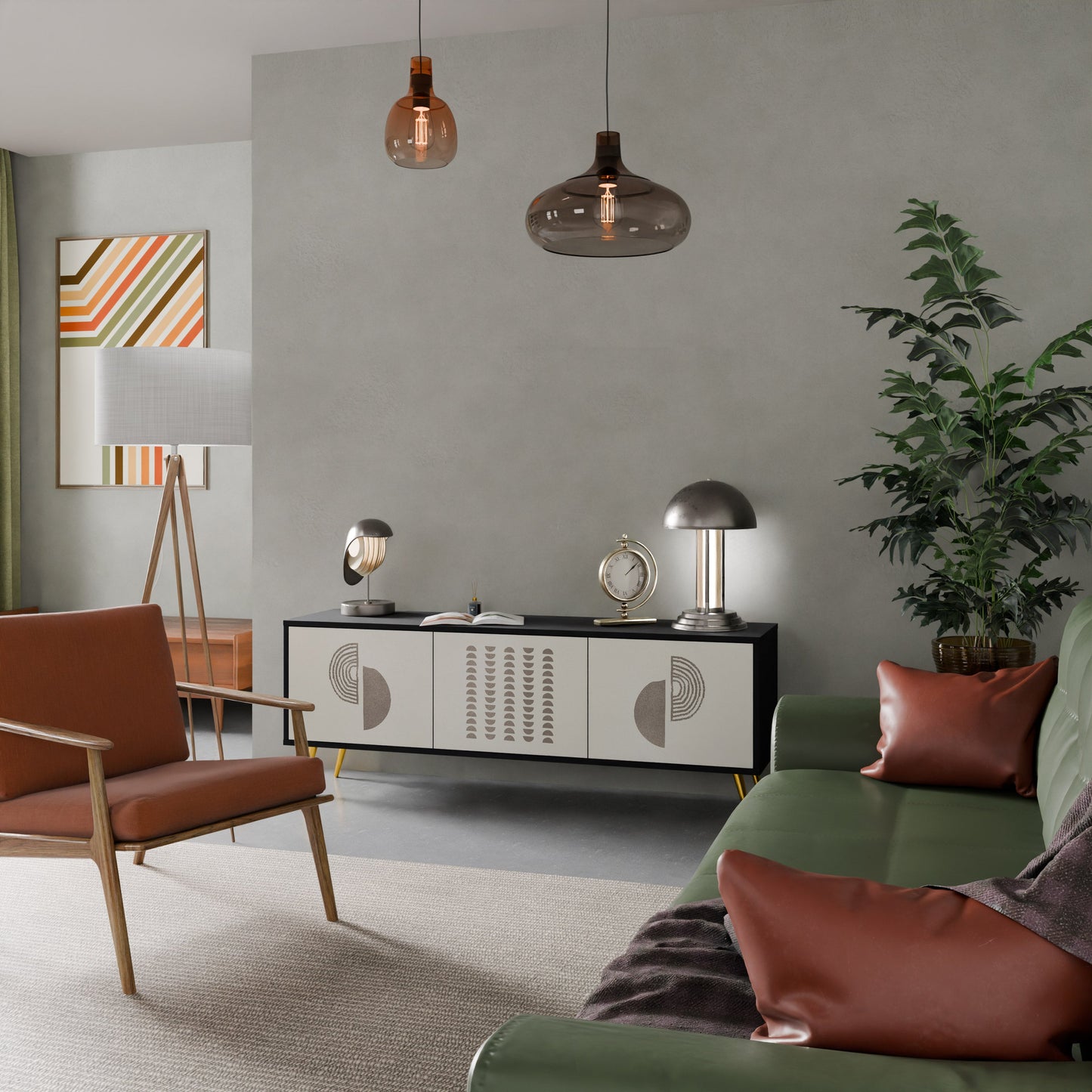 Mobile TV HARMONY ESSENCE a 3 ante in finitura nera