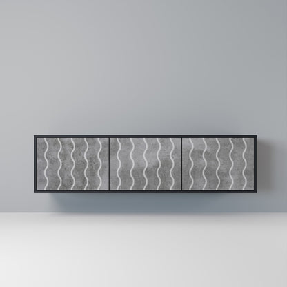 WAVES OF CONCRETE 3-Door TV Stand in Black Finish