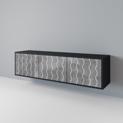WAVES OF CONCRETE 3-Door TV Stand in Black Finish