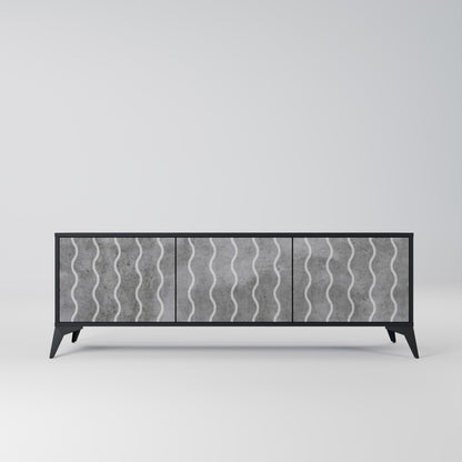 WAVES OF CONCRETE 3-Door TV Stand in Black Finish