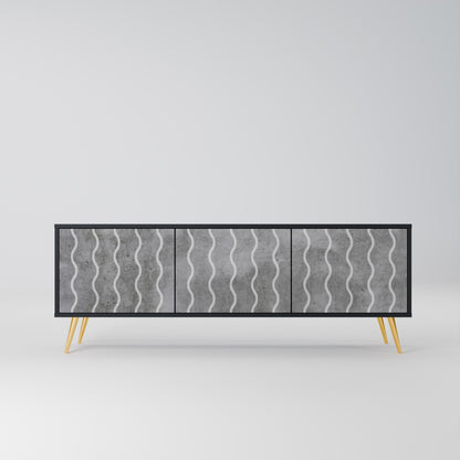 WAVES OF CONCRETE 3-Door TV Stand in Black Finish