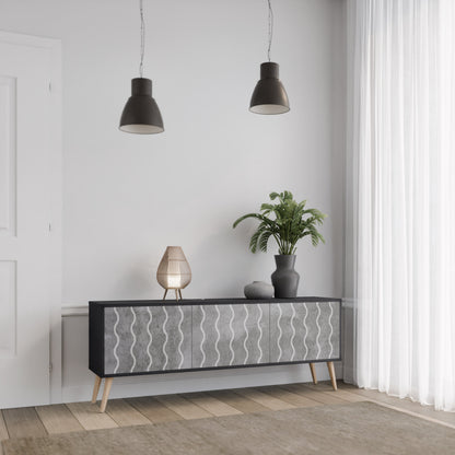 WAVES OF CONCRETE 3-Door TV Stand in Black Finish