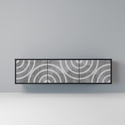 Mobile TV CIRCLE CONCRETE a 3 ante in finitura nera