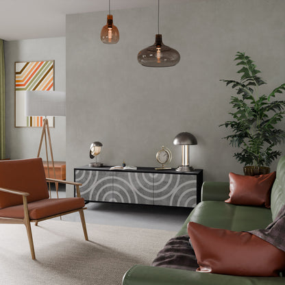 Mobile TV CIRCLE CONCRETE a 3 ante in finitura nera