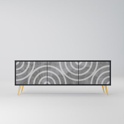 Mobile TV CIRCLE CONCRETE a 3 ante in finitura nera