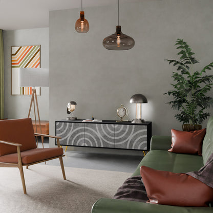 Mobile TV CIRCLE CONCRETE a 3 ante in finitura nera