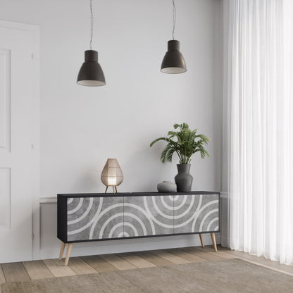Mobile TV CIRCLE CONCRETE a 3 ante in finitura nera
